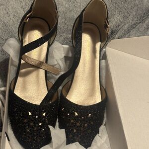 Pandaninjia Black Rhinestone Girl’s Dress Shoes – Size 6 (NEW)